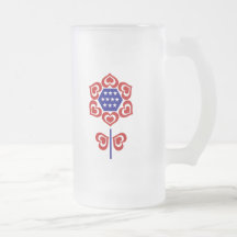 Design Patriótico da Flor Azul Branco Vermelho