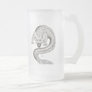 Caneca De Cerveja Vidro Jateado Design preto e branco de Wolfdragon