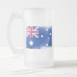 Caneca De Cerveja Vidro Jateado Desvanecimento da bandeira de Austrália