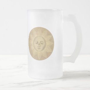Caneca De Cerveja Vidro Jateado Detalhe do Sol no Mapa Antiquado de Bowles, cerca 
