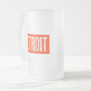 Caneca De Cerveja Vidro Jateado Detroit Fosco Mug