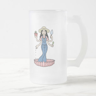 Caneca De Cerveja Vidro Jateado Deusa do jardim