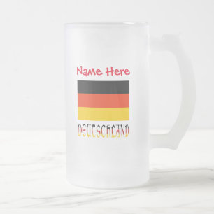 Caneca De Cerveja Vidro Jateado Deutschland Bandeira Alemã Vermelha Personalização