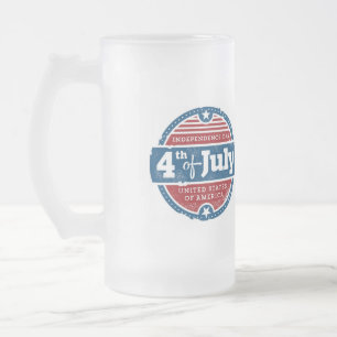 Caneca De Cerveja Vidro Jateado Dia da Independência 4 de julho