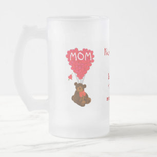Caneca De Cerveja Vidro Jateado Dia de as mães de ursinho personalizado