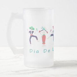 Caneca De Cerveja Vidro Jateado Dia De Las Muertos Dançando esqueletos