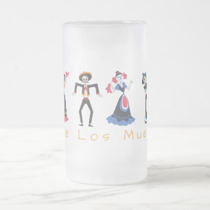 Caneca De Cerveja Vidro Jateado Dia De Los Muertos Bobo Skeletons Fosco Beer Mu