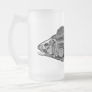Caneca De Cerveja Vidro Jateado Dia de os pais de Peixe Negro