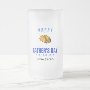 Caneca De Cerveja Vidro Jateado Dia de os pais Feliz, Melhor Pai, Taco Engraçado