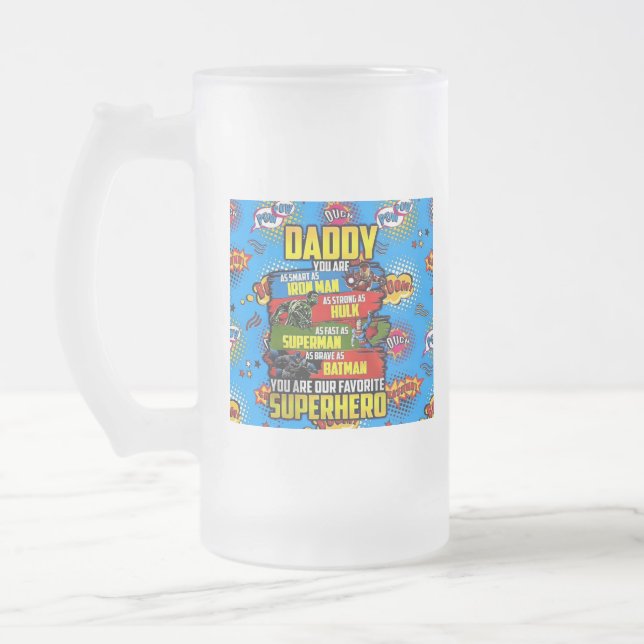 Caneca De Cerveja Vidro Jateado Dia de os pais - Superdad (Esquerda)