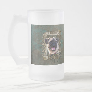 Caneca De Cerveja Vidro Jateado Dia dos pais - patas de pedra - Pug
