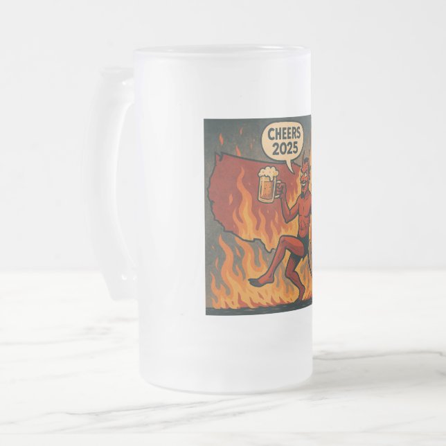 Caneca De Cerveja Vidro Jateado Diabo 2025 (Frente Esquerda)