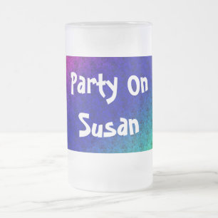 Caneca De Cerveja Vidro Jateado Diag Gradient Floral Padrão Azul Verde