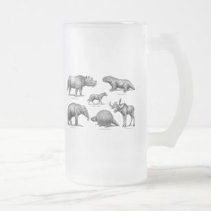 Caneca De Cerveja Vidro Jateado Dinossauros retros velhos da ilustração do