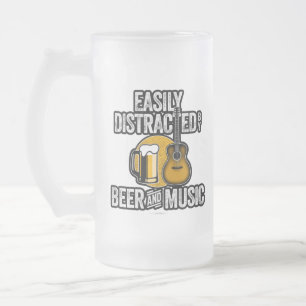 Caneca De Cerveja Vidro Jateado Distração fácil de cerveja e música