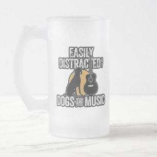 Caneca De Cerveja Vidro Jateado Distraído facilmente por cães e música