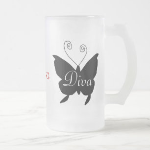 Caneca De Cerveja Vidro Jateado Diva Butterfly Mug