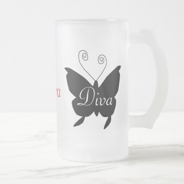 Caneca De Cerveja Vidro Jateado Diva Butterfly Mug (Direita)