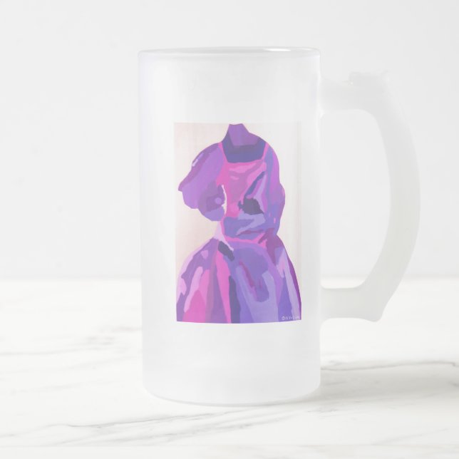 Caneca De Cerveja Vidro Jateado Diva Fashionista Em Azul (Direita)