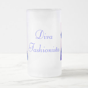 Caneca De Cerveja Vidro Jateado Diva Fashionista Em Azul I