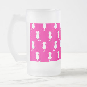 Caneca De Cerveja Vidro Jateado Diversão Felina para Sempre Gatos Caprichosos Fúcs