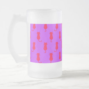Caneca De Cerveja Vidro Jateado Diversão Felina para Sempre Gatos Vermelhos Capric