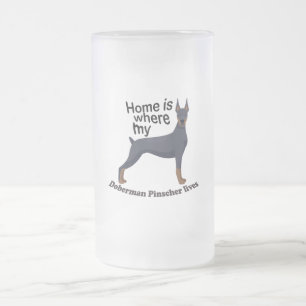 Caneca De Cerveja Vidro Jateado Doberman Home