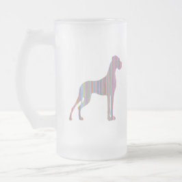 Caneca De Cerveja Vidro Jateado Dogue Alemão em Cores Pastel