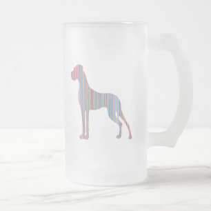 Caneca De Cerveja Vidro Jateado Dogue Alemão em Cores Pastel