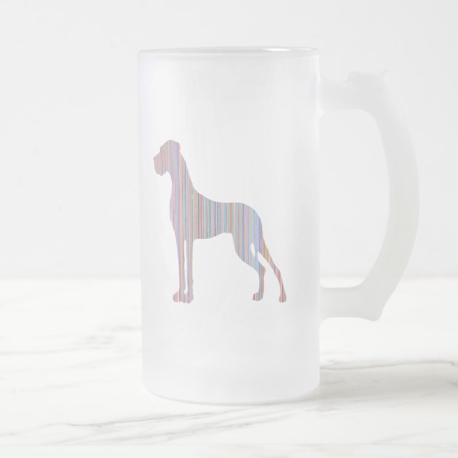 Caneca De Cerveja Vidro Jateado Dogue Alemão em Cores Pastel (Direita)