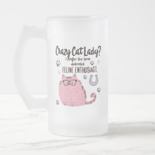 Caneca De Cerveja Vidro Jateado Doida por Gatos? Presente Engraçado para Amantes d