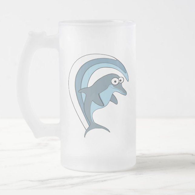 Caneca De Cerveja Vidro Jateado Dolphin Mugs (Esquerda)