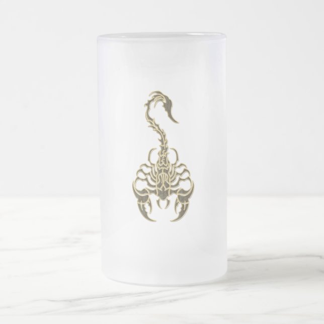 Caneca De Cerveja Vidro Jateado Dourado escorpião venenoso inseto muito venenoso (Centro)