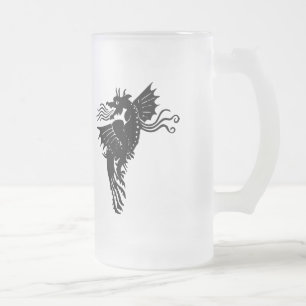 Caneca De Cerveja Vidro Jateado Dragão de respiração do fogo