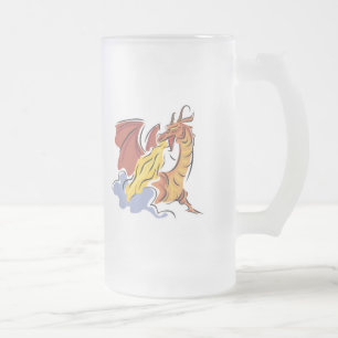 Caneca De Cerveja Vidro Jateado dragão que respira fogo