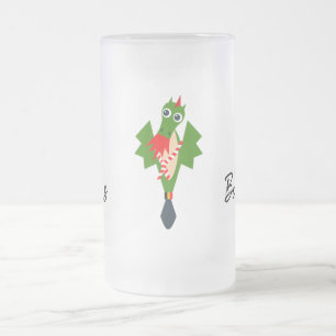 Caneca De Cerveja Vidro Jateado Dragão Verde da cidade de Mons, Bélgica