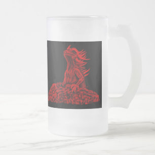 Caneca De Cerveja Vidro Jateado Dragão vermelho