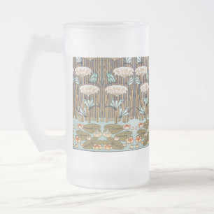 Caneca De Cerveja Vidro Jateado Dragões Água Lírios Marsh Art Nouveau