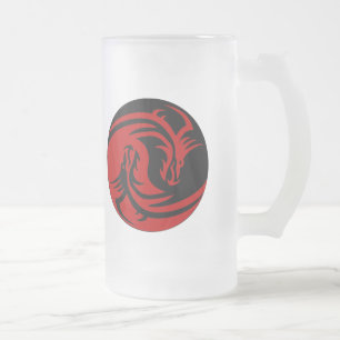 Caneca De Cerveja Vidro Jateado Dragões tribais Yin Yang (o personalize!)
