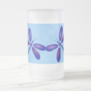 Caneca De Cerveja Vidro Jateado Dragonfly Azul Summer Mug