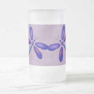 Caneca De Cerveja Vidro Jateado Dragonfly Roxo Summer Mug