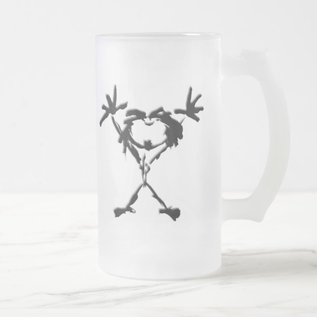 Caneca De Cerveja Vidro Jateado drio stickman (Direita)