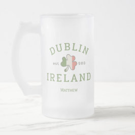 Caneca De Cerveja Vidro Jateado Dublin Ireland Est. rua 988. Dia de Patrick
