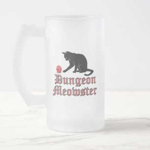 Caneca De Cerveja Vidro Jateado Dungeon Meowster Engraçado Gato RPG com Dice