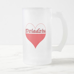 Caneca De Cerveja Vidro Jateado Dziadziu Polonês Heart