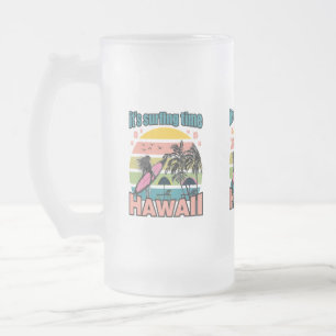 Caneca De Cerveja Vidro Jateado É hora de surfar no Havaí