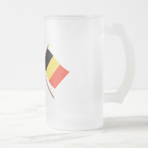 Caneca De Cerveja Vidro Jateado E.U. e bandeiras cruzadas Bélgica