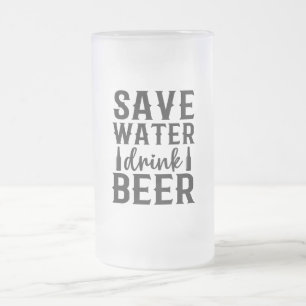 Caneca De Cerveja Vidro Jateado Economize água, beba Fosco de água