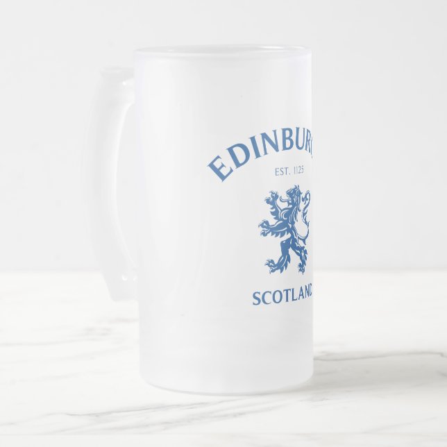 Caneca De Cerveja Vidro Jateado EDINBURGH Escócia (Frente Esquerda)
