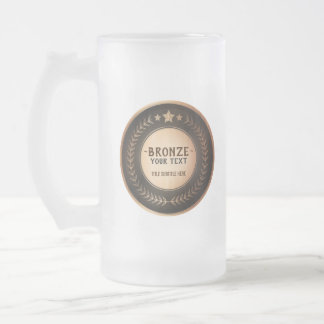 Caneca De Cerveja Vidro Jateado EDITÁVEL DO Campeão de Bronze IMPRESSÃO DIY MEDAL 
